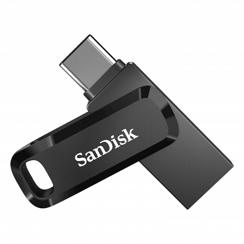 USB C & USB disk SanDisk 128GB Ultra Dual GO, 3.1/3.0, b do 150 MB/s, črn