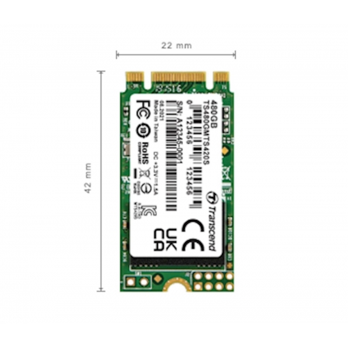 SSD Transcend M.2 2242 480GB 420S, 530/480 MB/s, SATA III