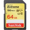 SDXC SANDISK 64GB EXTREME, 150/60MB/s, C10, U3, V30 *PROM